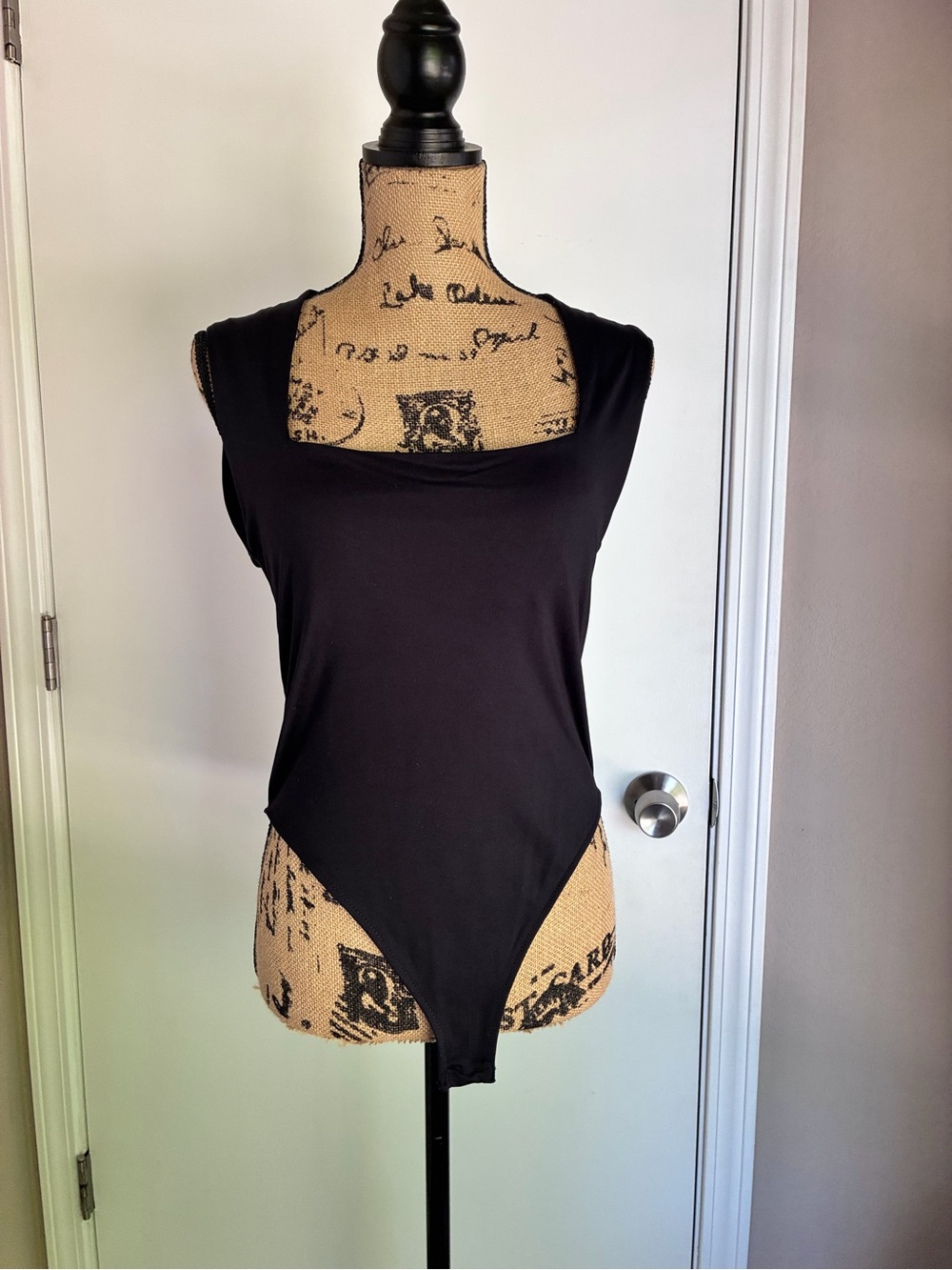 Zara Black Sleeveless Square-Neck Bodysuit